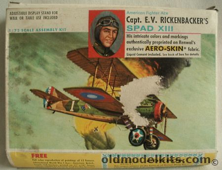 Renwal 1/72 Capt. E.V. Rickenbacker's Spad XIII with Aeroskin Fabric, 261-69 plastic model kit